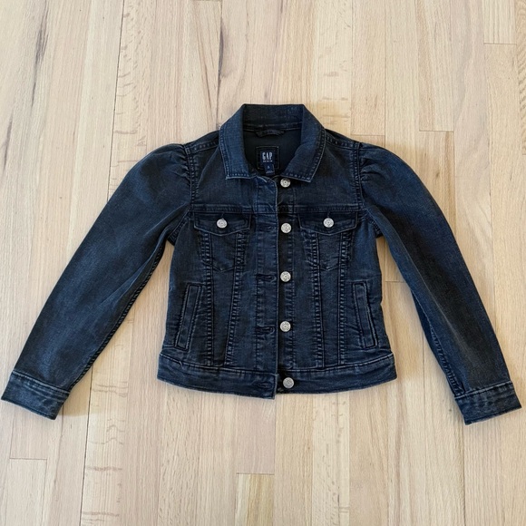 GAP Other - GAP Kids Black Puff Sleeve Icon Denim Jacket, Size Medium (8)